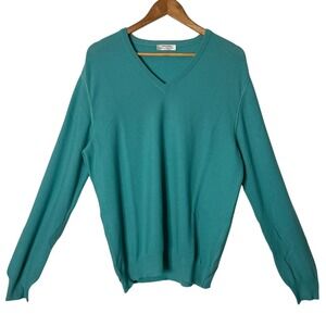 Gran Sasso Mens Virgin Wool Sweater Size 54 Green Textured Knit Long Sleeve‎